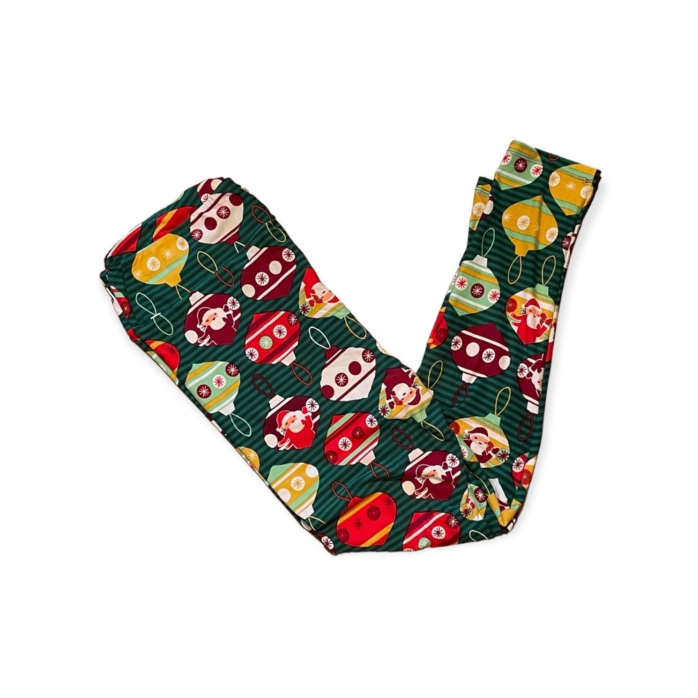 TC2 LuLaRoe NEW Holiday Leggings Striped Christmas Santa Ornaments 20-26